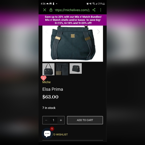 Miche Elsa Green Prima Shoulder Bag - Picture 5 of 8